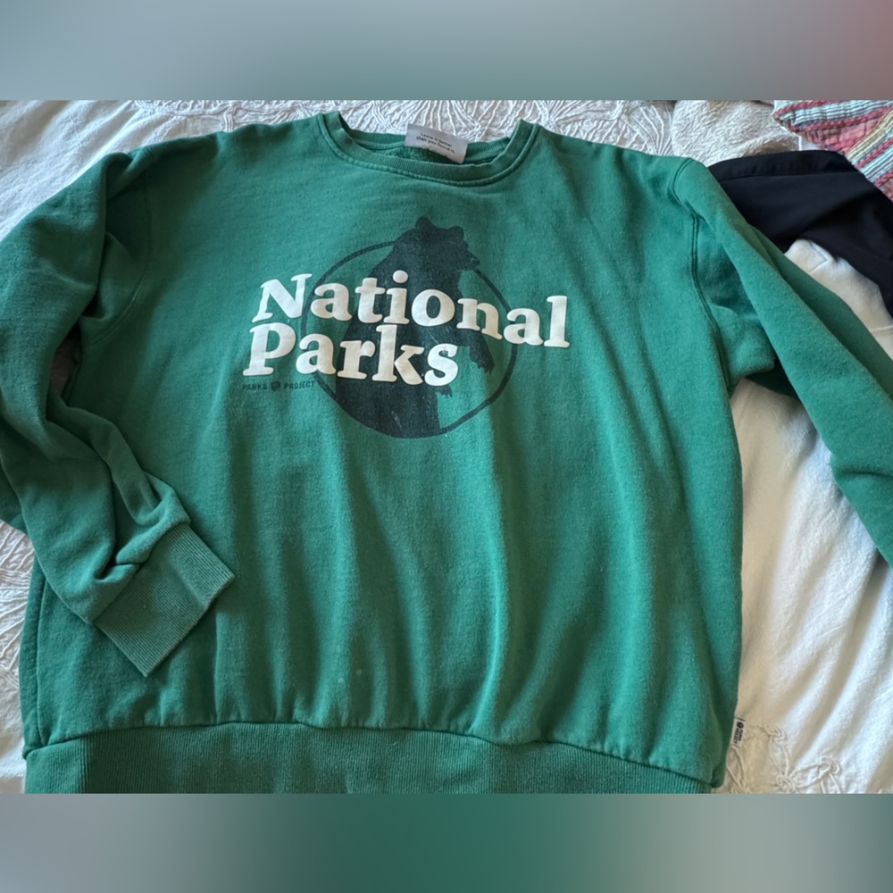 National Parks Bear Graphic Sweatshirt XXL Green Vintage Style